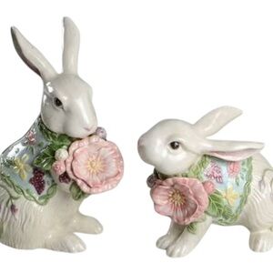 Fitz and Floyd Fauna and Flora Rabbit Figurines